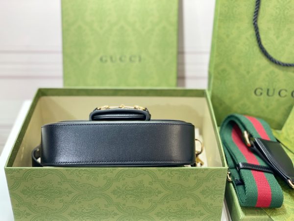 グッチ ホースビット 1955・ジャンボGG ミニバッグ ショルダーバッグ ブラック 658574 UKMDG 2570 レザー ゴールド金具 - 画像 (5)