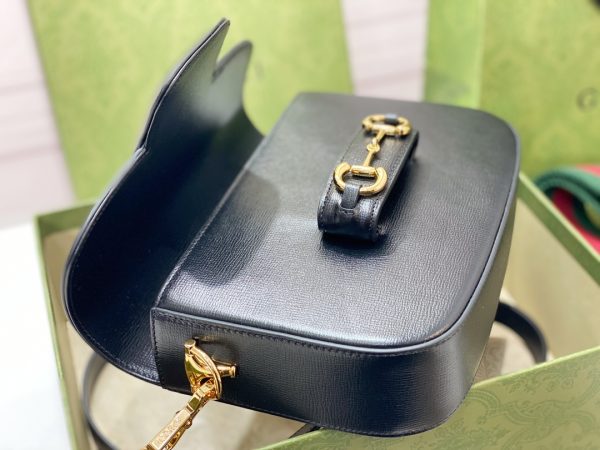 グッチ ホースビット 1955・ジャンボGG ミニバッグ ショルダーバッグ ブラック 658574 UKMDG 2570 レザー ゴールド金具 - 画像 (7)