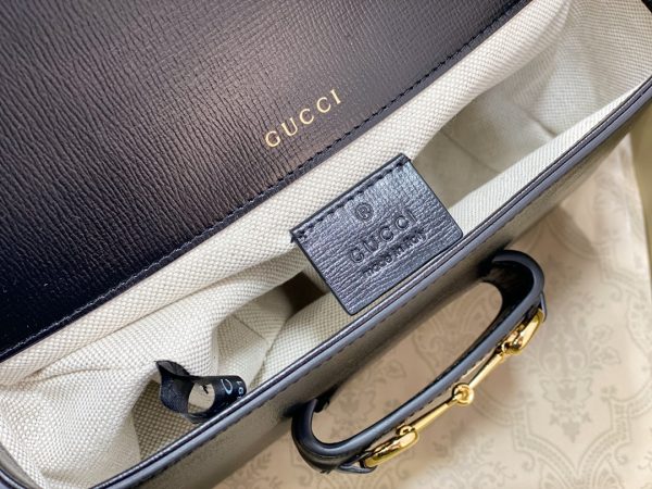 グッチ ホースビット 1955・ジャンボGG ミニバッグ ショルダーバッグ ブラック 658574 UKMDG 2570 レザー ゴールド金具 - 画像 (8)