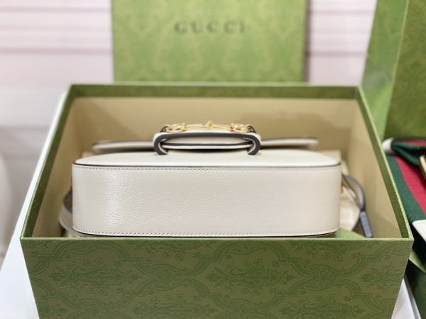 グッチ ホースビット 1955・ジャンボGG ミニバッグ ショルダーバッグ ホワイト 658574 UKMDG 2570 レザー ゴールド金具 - 画像 (6)