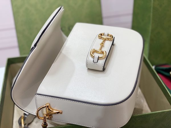 グッチ ホースビット 1955・ジャンボGG ミニバッグ ショルダーバッグ ホワイト 658574 UKMDG 2570 レザー ゴールド金具 - 画像 (8)