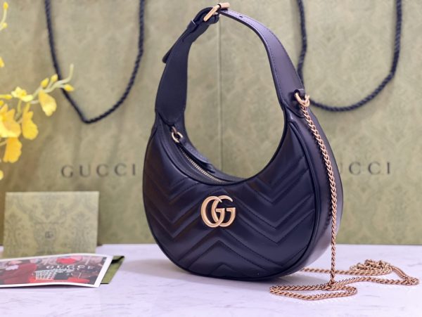 グッチ GGマーモント マトラッセ ミニバッグ ハンドバッグ ブラック 699514 DTDHT 6832 レザー ゴールド金具 - 画像 (3)