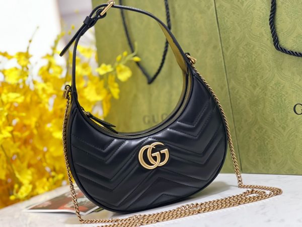 グッチ GGマーモント マトラッセ ミニバッグ ハンドバッグ ブラック 699514 DTDHT 6832 レザー ゴールド金具 - 画像 (6)