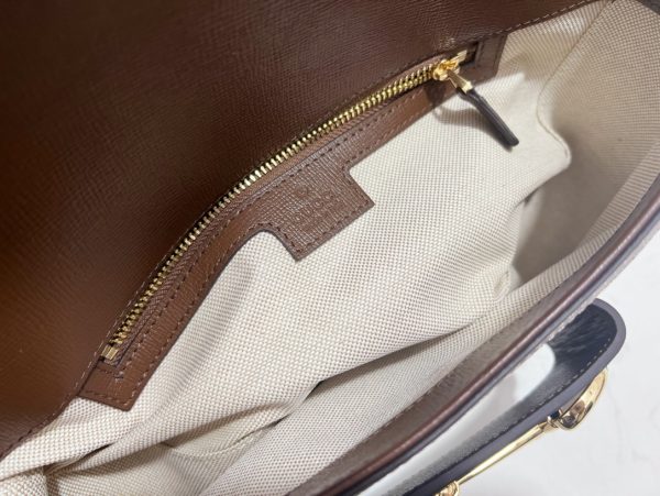 グッチ ホースビット 1955 スモール ショルダーバッグ ベージュ＆エボニー 764155 FACX6 9761 レザー ゴールド金具 - 画像 (7)