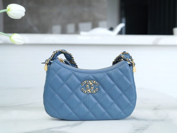 シャネル CHANEL バッグ 新作 2024 19シャネル ブルー AS2356 ラムスキン ゴールド金具 - 画像 (2)