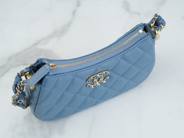 シャネル CHANEL バッグ 新作 2024 19シャネル ブルー AS2356 ラムスキン ゴールド金具 - 画像 (4)
