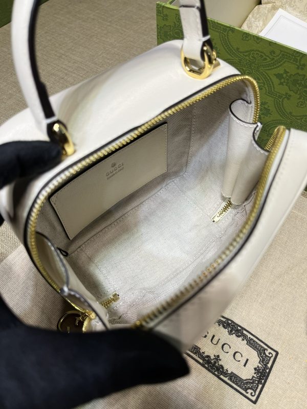 グッチ ブロンディ トップハンドルバッグ ホワイト ‎‎744434 1IV0G 9022 ラウンド インターロッキングG×レザー ゴールド金具 - 画像 (9)