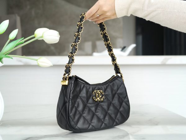 シャネル CHANEL バッグ 新作 2024 シャネル19 ブラック AS2357 ラムスキン ゴールド金具 - 画像 (2)