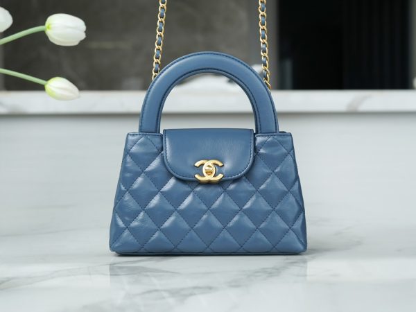 シャネル CHANEL バッグ 新作 2024 Kelly ブルー AS2355 ラムスキン ゴールド金具