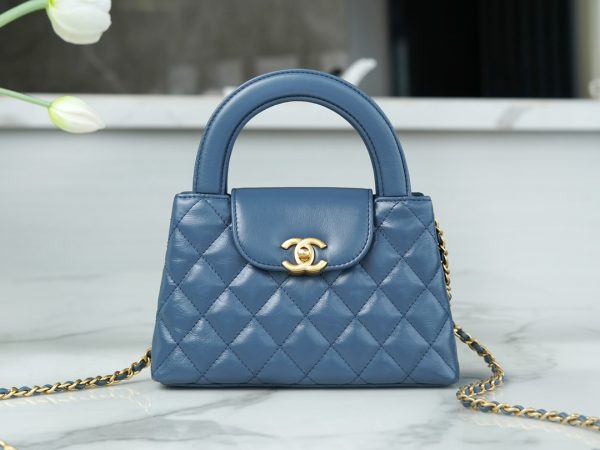 シャネル CHANEL バッグ 新作 2024 Kelly ブルー AS2355 ラムスキン ゴールド金具 - 画像 (3)