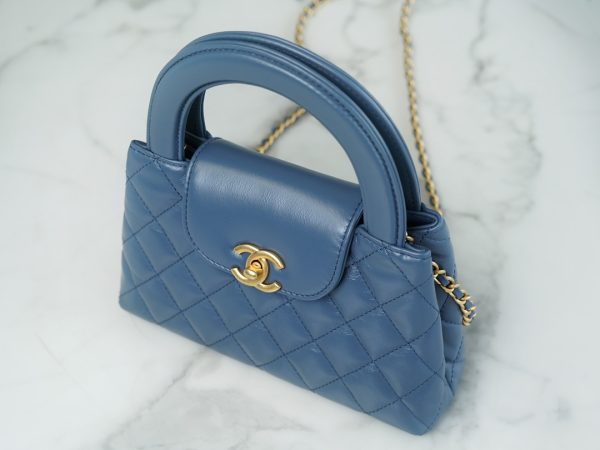 シャネル CHANEL バッグ 新作 2024 Kelly ブルー AS2355 ラムスキン ゴールド金具 - 画像 (6)