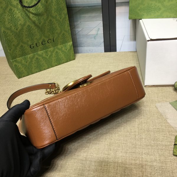グッチ GGマーモント キルティング スモール ショルダーバッグ ブラウン ‎443497 DTDIT 2535 レザー ゴールド金具 - 画像 (7)