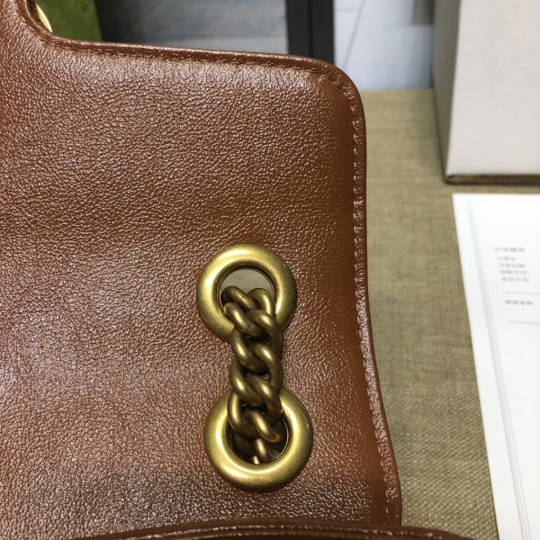 グッチ GGマーモント キルティング ミニバッグ ブラウン ‎446744 DTDIT 2535 レザー ゴールド金具 - 画像 (8)