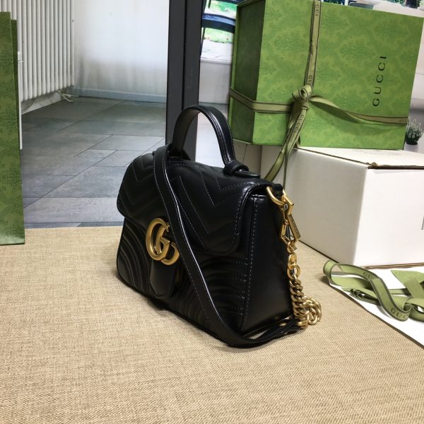 グッチ GGマーモント ミニ トップハンドルバッグ ブラック ‎547260 DTDIT 1000 レザー ゴールド金具 - 画像 (2)
