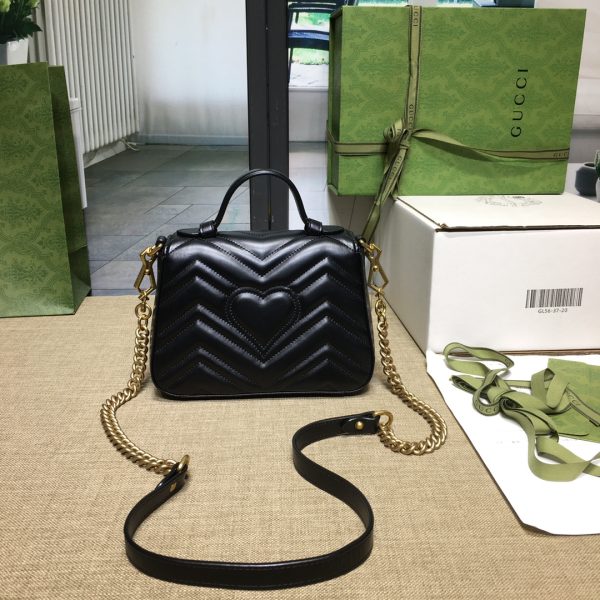 グッチ GGマーモント ミニ トップハンドルバッグ ブラック ‎547260 DTDIT 1000 レザー ゴールド金具 - 画像 (3)