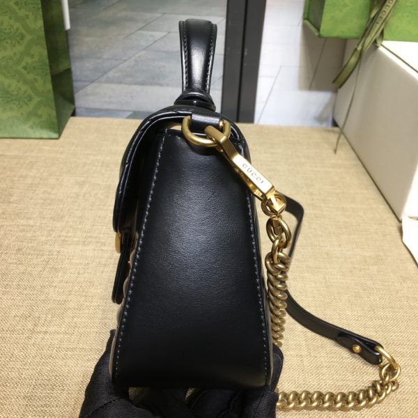 グッチ GGマーモント ミニ トップハンドルバッグ ブラック ‎547260 DTDIT 1000 レザー ゴールド金具 - 画像 (4)