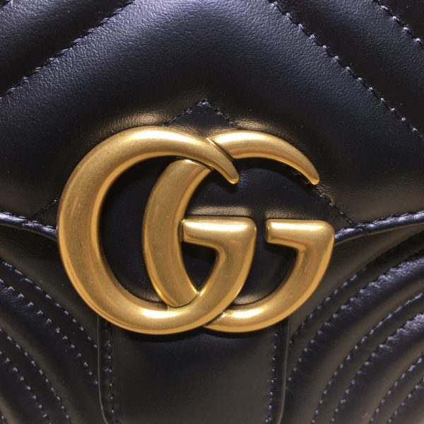 グッチ GGマーモント ミニ トップハンドルバッグ ブラック ‎547260 DTDIT 1000 レザー ゴールド金具 - 画像 (7)