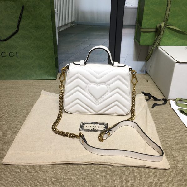グッチ GGマーモント ミニ トップハンドルバッグ ホワイト ‎547260 DTDIT 9022 レザー ゴールド金具 - 画像 (3)