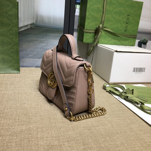 グッチ GGマーモント ミニ トップハンドルバッグ ダスティピンク ‎547260 DTDIT 5729 レザー ゴールド金具 - 画像 (2)