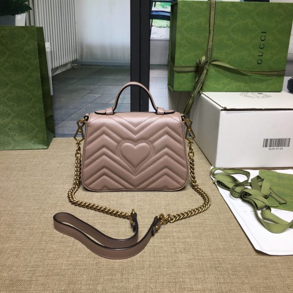 グッチ GGマーモント ミニ トップハンドルバッグ ダスティピンク ‎547260 DTDIT 5729 レザー ゴールド金具 - 画像 (3)