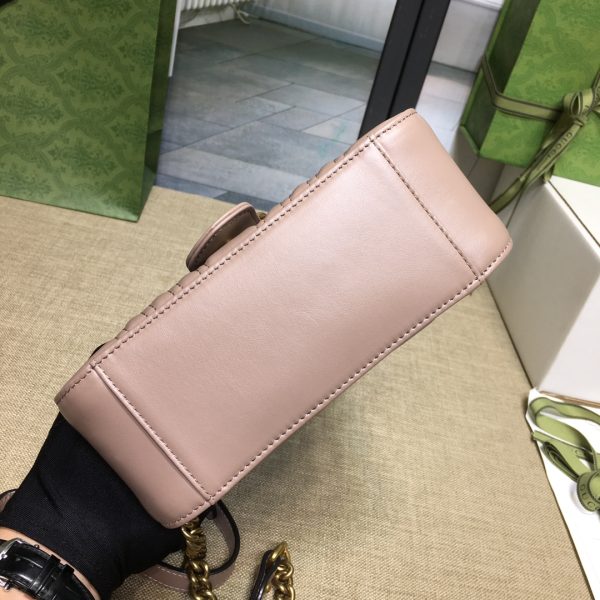 グッチ GGマーモント ミニ トップハンドルバッグ ダスティピンク ‎547260 DTDIT 5729 レザー ゴールド金具 - 画像 (4)