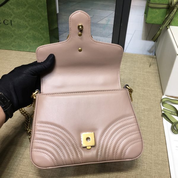 グッチ GGマーモント ミニ トップハンドルバッグ ダスティピンク ‎547260 DTDIT 5729 レザー ゴールド金具 - 画像 (6)