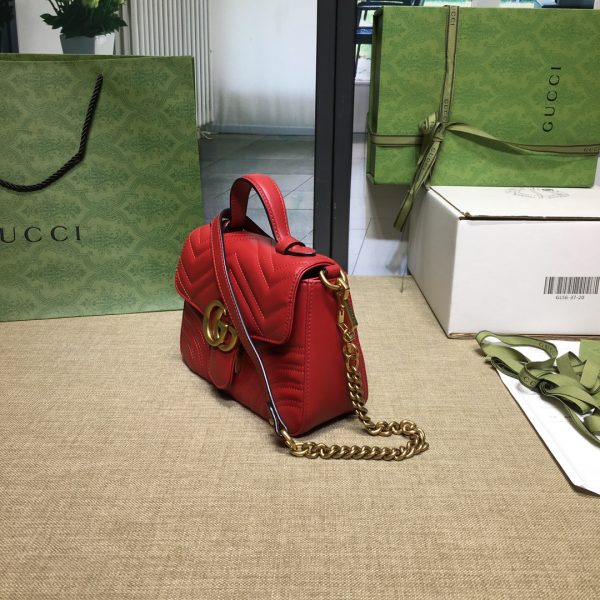 グッチ GGマーモント ミニ トップハンドルバッグ レッド ‎547260 DTDIT 6832 レザー ゴールド金具 - 画像 (2)