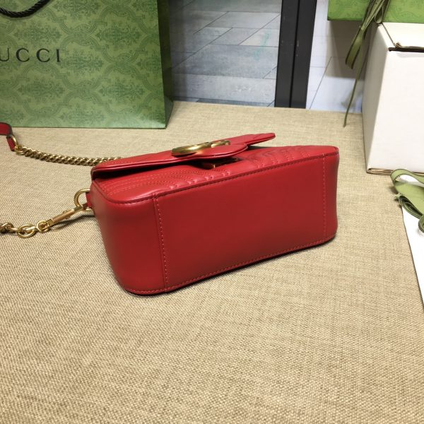 グッチ GGマーモント ミニ トップハンドルバッグ レッド ‎547260 DTDIT 6832 レザー ゴールド金具 - 画像 (4)