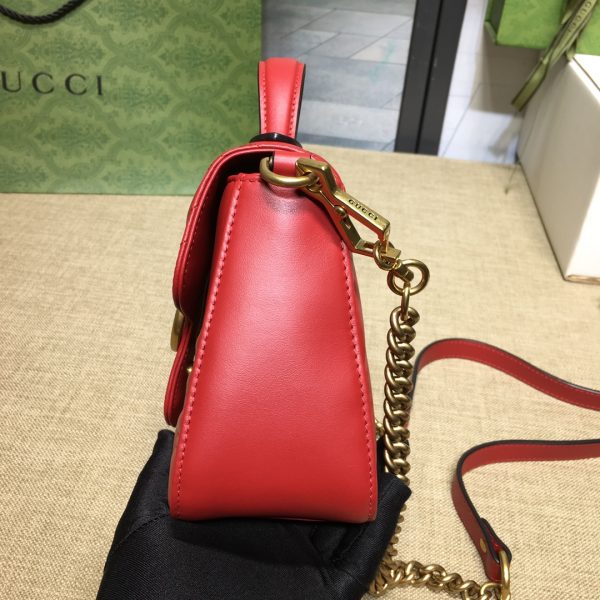 グッチ GGマーモント ミニ トップハンドルバッグ レッド ‎547260 DTDIT 6832 レザー ゴールド金具 - 画像 (5)