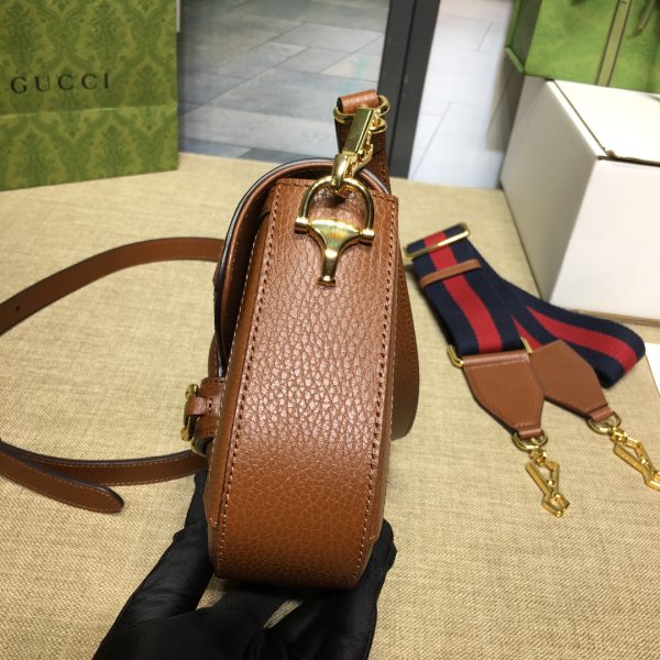 グッチ ホースビット 1955 ミニバッグ ダークブルー＆ブラウン 658574 HUHHG 8375 レザー ゴールド金具 - 画像 (6)