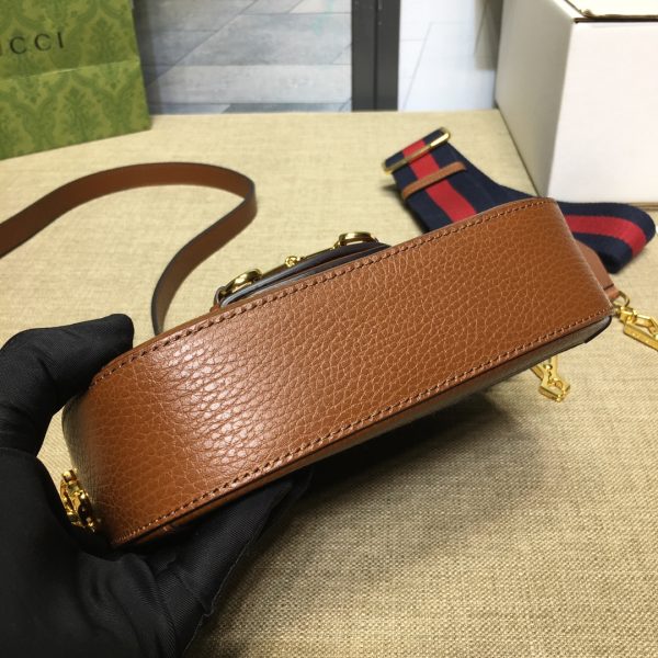 グッチ ホースビット 1955 ミニバッグ ダークブルー＆ブラウン 658574 HUHHG 8375 レザー ゴールド金具 - 画像 (7)