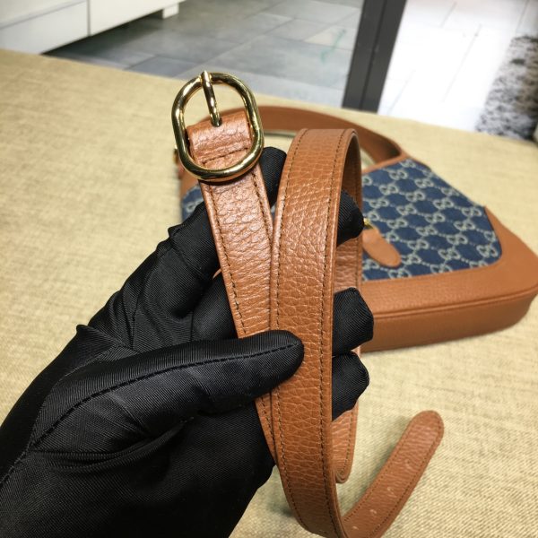 グッチ ジャッキー 1961 スモール ショルダーバッグ ダークブルー＆ブラウン 636706 HUHHG 8375 レザー ゴールド金具 - 画像 (6)