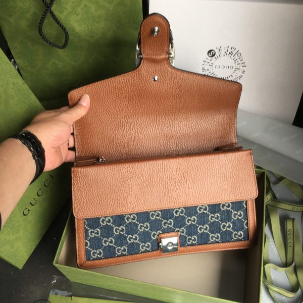 グッチ ディオニュソス GG スモール ショルダーバッグ ダークブルー＆ブラウン 400249 KHNRN 8375 レザー シルバー金具 - 画像 (5)