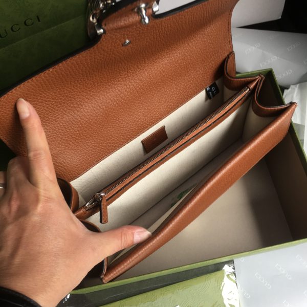 グッチ ディオニュソス GG スモール ショルダーバッグ ダークブルー＆ブラウン 400249 KHNRN 8375 レザー シルバー金具 - 画像 (6)