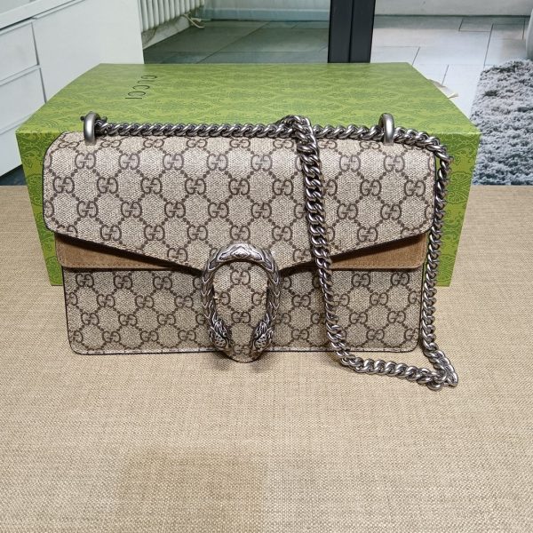 グッチ ディオニュソス GG スモール ショルダーバッグ ベージュ/エボニー 400249 KHNRN 8642 レザー シルバー金具 - 画像 (3)