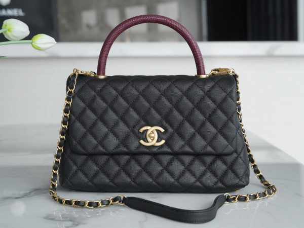 シャネル CHANEL バッグ 新作 2024 Coco Handle ブラック AS7708 キャビアスキン ゴールド金具 - 画像 (2)