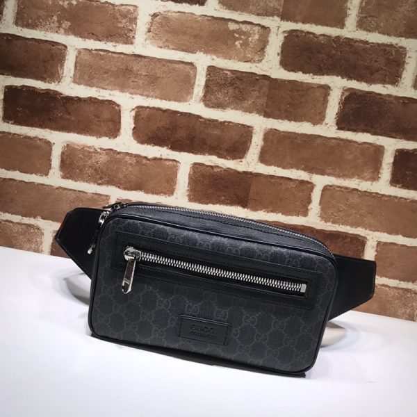 グッチ ソフト GGスプリーム ベルトバッグ ブラック/グレー 474293 K9RRN 1095 GGスプリーム/レザー シルバー金具