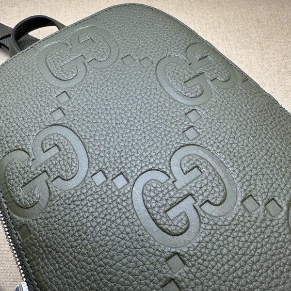 グッチ ジャンボGG クロスボディバッグ ダークグリーン 766937 AACWY 3341 ジャンボ GG レザー シルバー金具 - 画像 (5)
