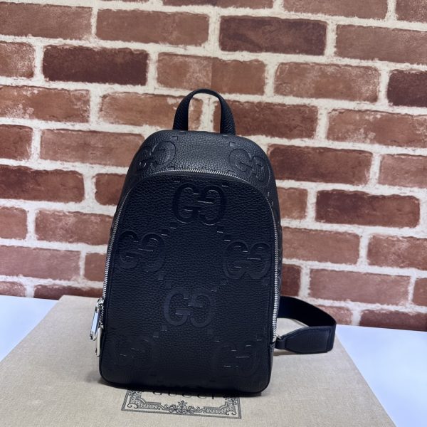 グッチ ジャンボGG クロスボディバッグ ブラック 766937 AACWY 1000 ジャンボ GG レザー シルバー金具