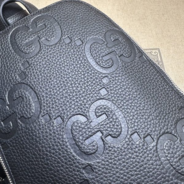 グッチ ジャンボGG クロスボディバッグ ブラック 766937 AACWY 1000 ジャンボ GG レザー シルバー金具 - 画像 (5)