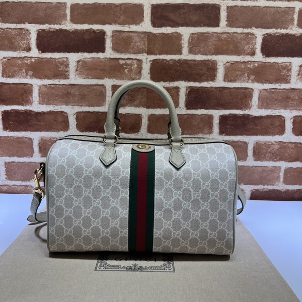 グッチ オフィディア ミディアム トップハンドルバッグ ベージュ＆エボニー/ホワイト 772065 96IWG 9022 GGスプリーム キャンバス/レザー シルバー金具