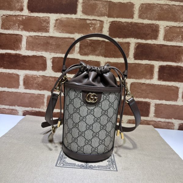 グッチ ブラウン Brown 'Ophidia' mini bucket bag バッグ ベージュ＆エボニー/ブラウン 760199 9AAD 98341 GGスプリーム キャンバス/レザー ゴールド金具