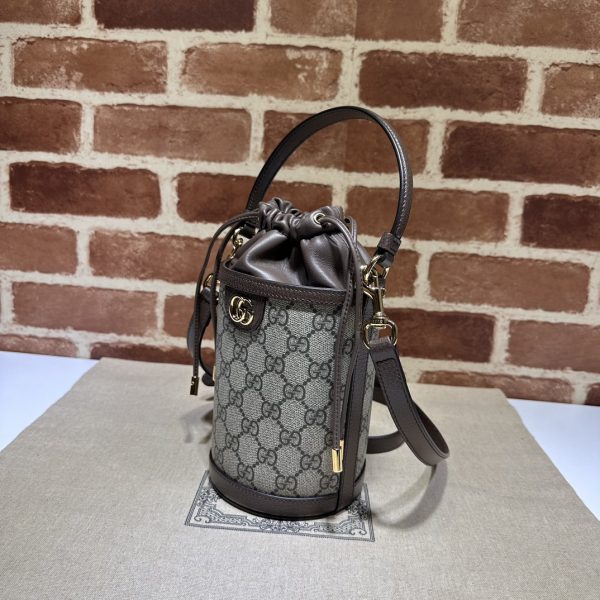 グッチ ブラウン Brown 'Ophidia' mini bucket bag バッグ ベージュ＆エボニー/ブラウン 760199 9AAD 98341 GGスプリーム キャンバス/レザー ゴールド金具 - 画像 (2)