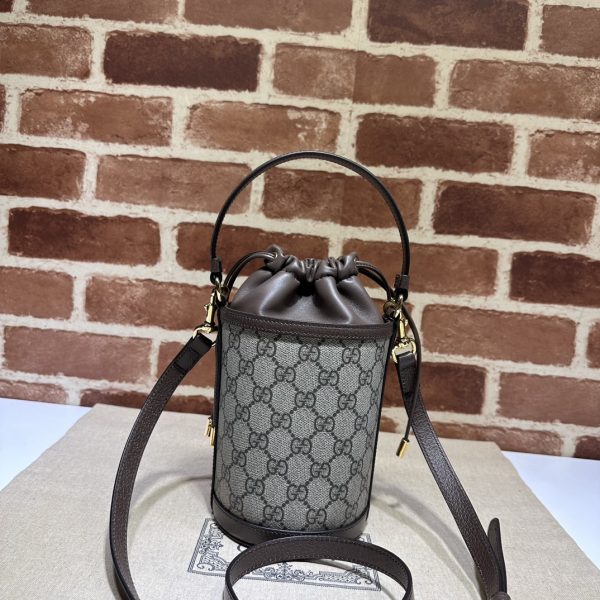 グッチ ブラウン Brown 'Ophidia' mini bucket bag バッグ ベージュ＆エボニー/ブラウン 760199 9AAD 98341 GGスプリーム キャンバス/レザー ゴールド金具 - 画像 (3)