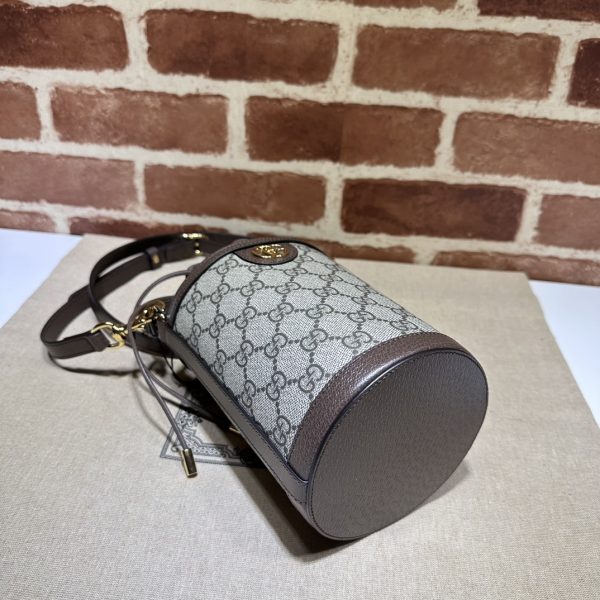 グッチ ブラウン Brown 'Ophidia' mini bucket bag バッグ ベージュ＆エボニー/ブラウン 760199 9AAD 98341 GGスプリーム キャンバス/レザー ゴールド金具 - 画像 (4)