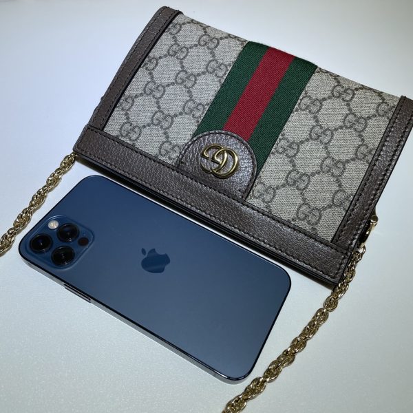 グッチ オフィディア ミニチェーン ショルダーバッグ ベージュ＆エボニー/ブラウン 602676 9789 GGスプリーム キャンバス/レザー ゴールド金具 - 画像 (7)