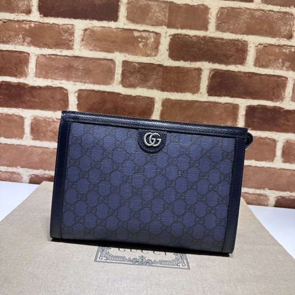 グッチ Clutch Phidia greyクラッチバッグ ブルー 598234 4157 pvc/レザー シルバー金具