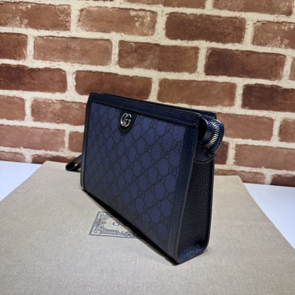 グッチ Clutch Phidia greyクラッチバッグ ブルー 598234 4157 pvc/レザー シルバー金具 - 画像 (2)