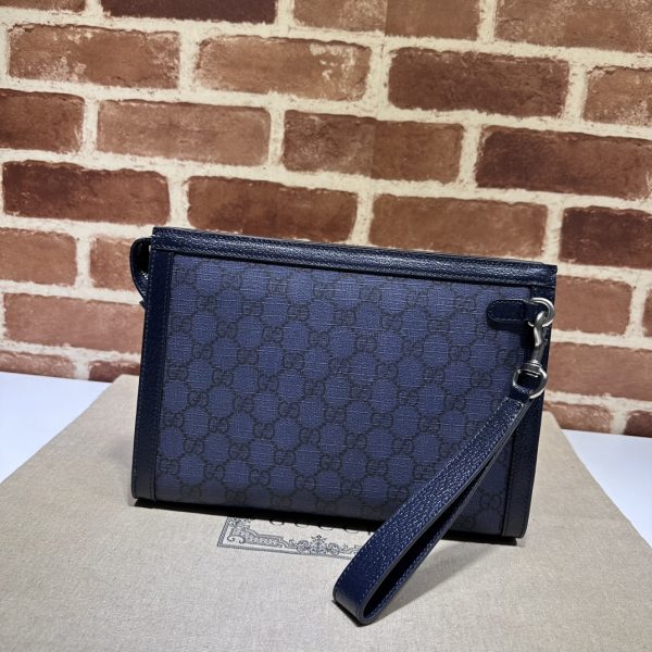 グッチ Clutch Phidia greyクラッチバッグ ブルー 598234 4157 pvc/レザー シルバー金具 - 画像 (3)