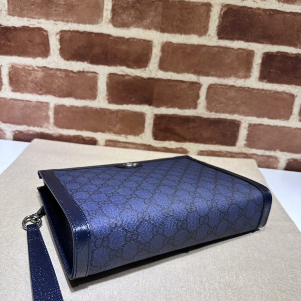 グッチ Clutch Phidia greyクラッチバッグ ブルー 598234 4157 pvc/レザー シルバー金具 - 画像 (4)